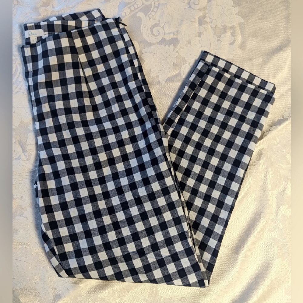 Navy Gingham Trousers